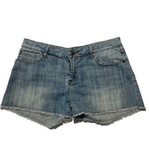 Chelsea & Violet Daisy Blue Jean Denim Shorts Cut off Fringe Hem Women’s 29